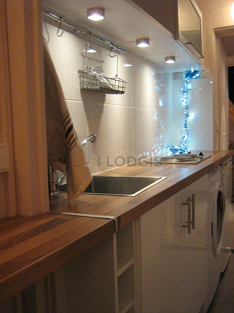 Kitchen with floor tiles floor