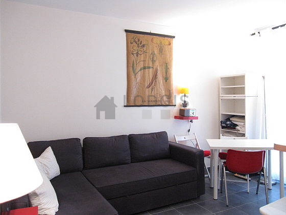 Living room with tile floor