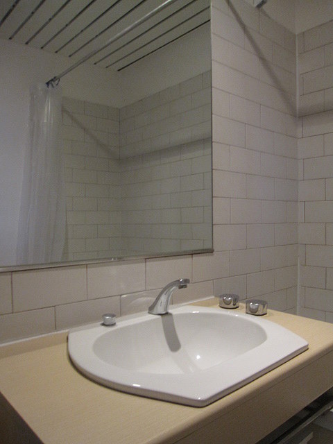 Beautiful bathroom with tile floor