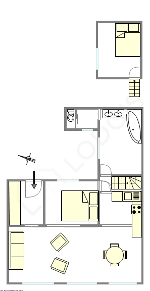 公寓 巴黎1区 - 平面图