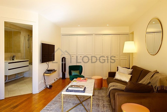 Living room with double-glazed windows facing the courtyard