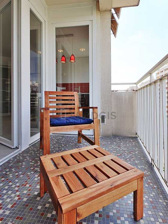 Bright balcony with tile floor
