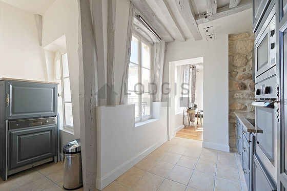 Kitchen equipped with crockery