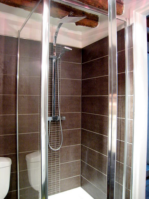 Salle de bain équipée de serviettes de bain