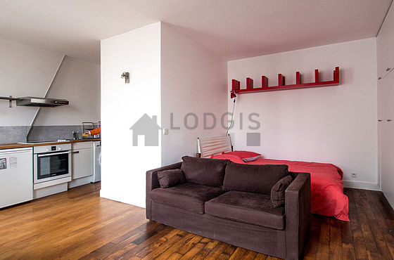 Very quiet living room furnished with 1 sofabed(s) of 140cm, 1 bed(s) of 140cm, tv, wardrobe