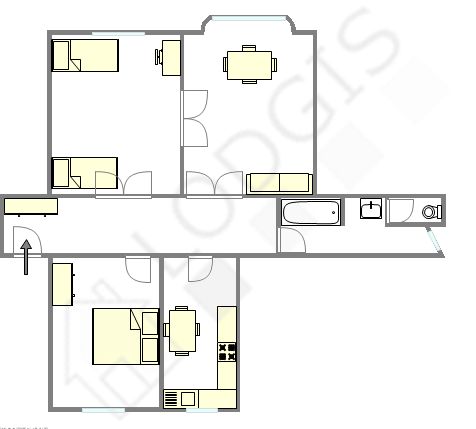 Apartamento Paris 18° - Plano interativo