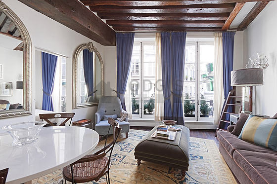 Living room with double-glazed windows facing the courtyard