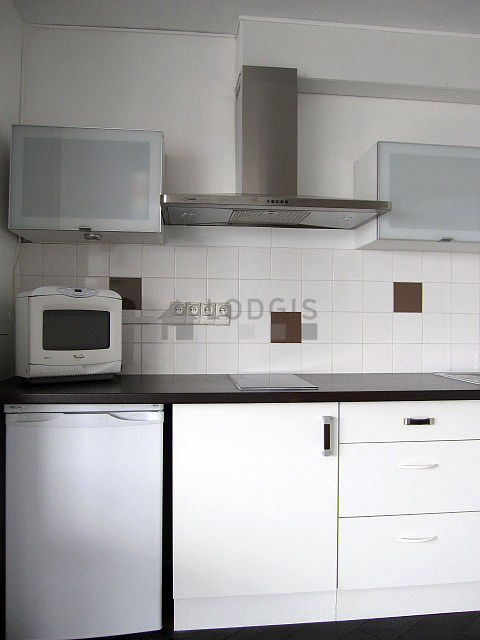 Kitchen equipped with hob, refrigerator, freezer, extractor hood