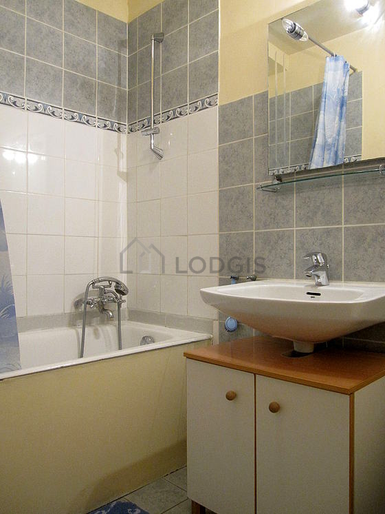 Beautiful bathroom with tile floor
