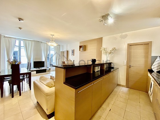 Kitchen equipped with crockery