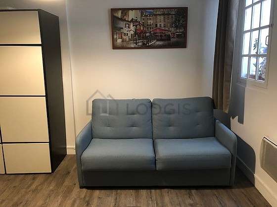 Very quiet living room furnished with 1 sofabed(s) of 160cm, tv, wardrobe, cupboard