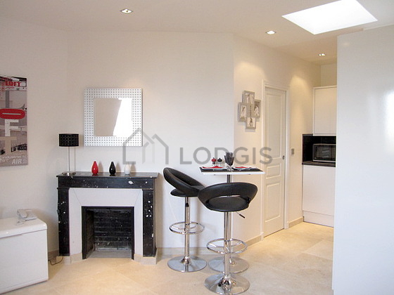 Living room with tile floor