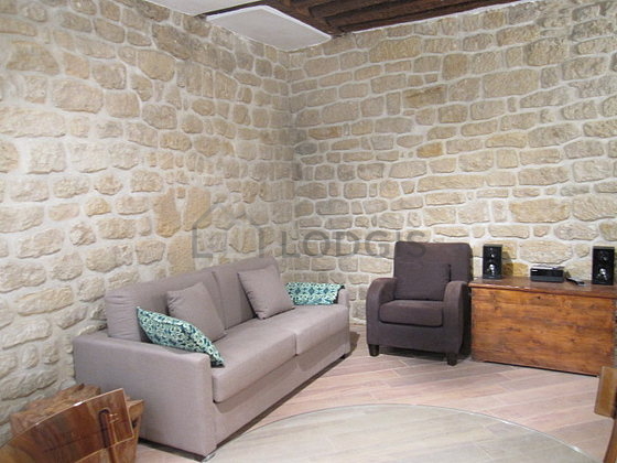 Large living room of 20m² with wooden floor
