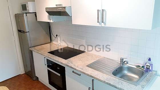 Kitchen where you can have dinner for 3 person(s) equipped with dishwasher, hob, refrigerator, extractor hood