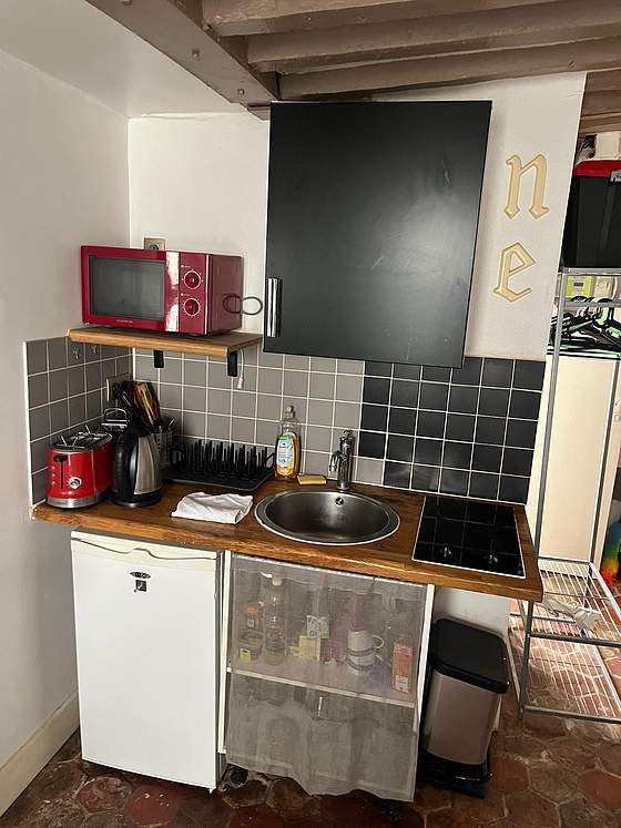 Kitchen with floor tiles floor