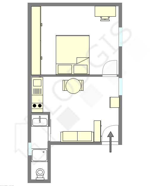 Apartment Paris 20° - Interactive plan