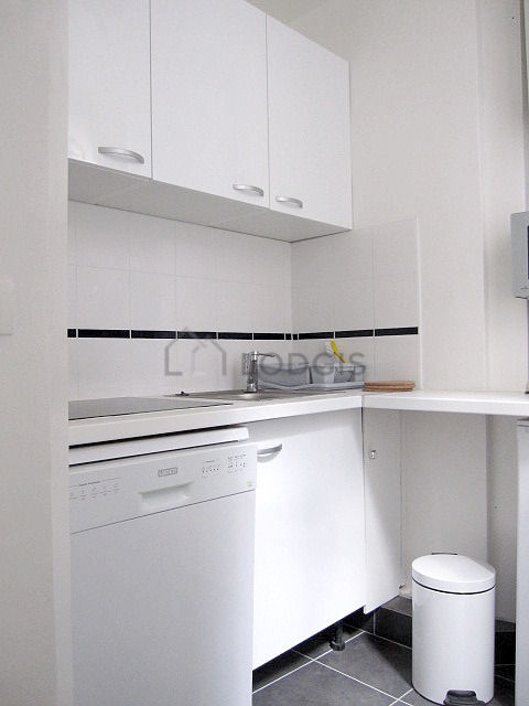 Cuisine équipée de lave vaisselle, plaques de cuisson, réfrigerateur, freezer