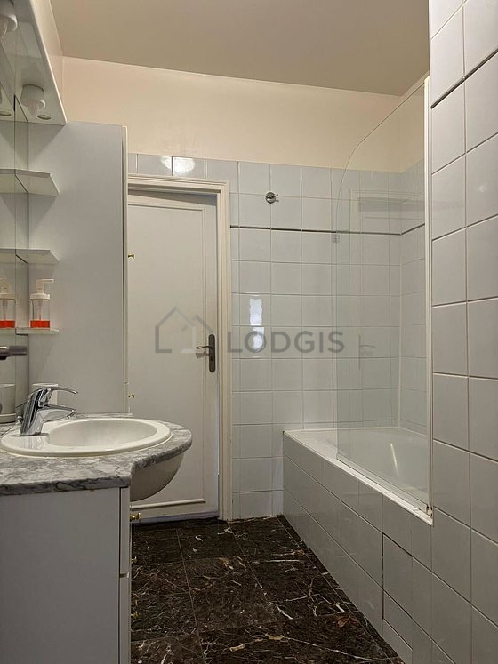 Beautiful bathroom with marble floor