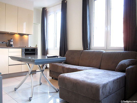 Living room with tile floor
