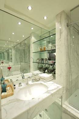 Pleasant bathroom with marble floor