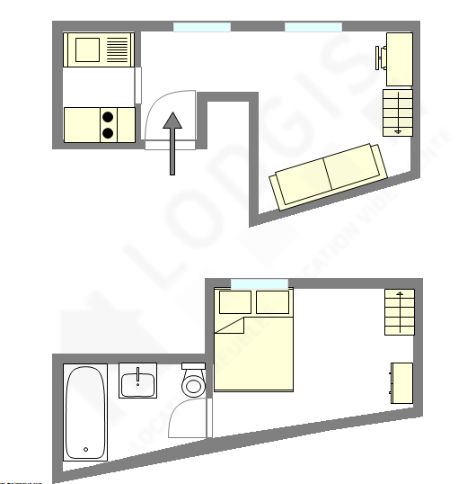 Duplex Paris 5° - Plan interactif