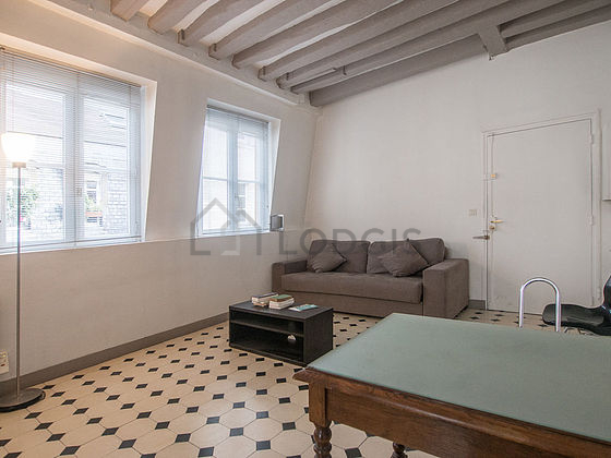 Living room with tile floor