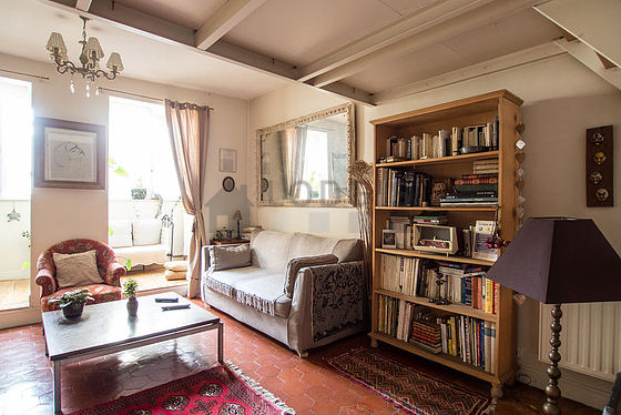 Living room with floor tiles floor