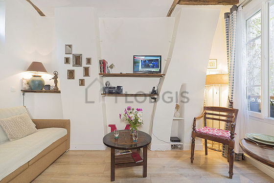 Living room with double-glazed windows facing the courtyard