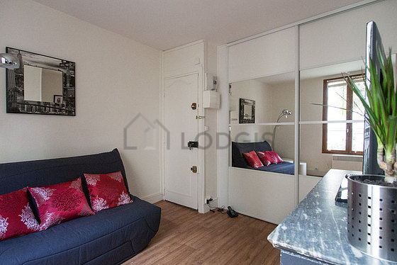 Living room with linoleum floor