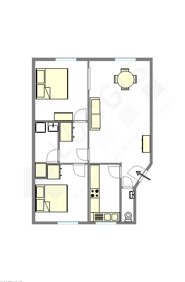 公寓 巴黎2区 - 平面图