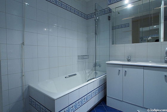 Beautiful bathroom with tile floor