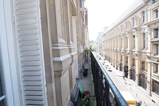 Balcony facing due north and view on road