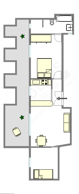 公寓 巴黎19区 - 平面图