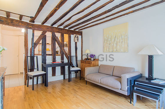 Very quiet living room furnished with tv, 4 chair(s)