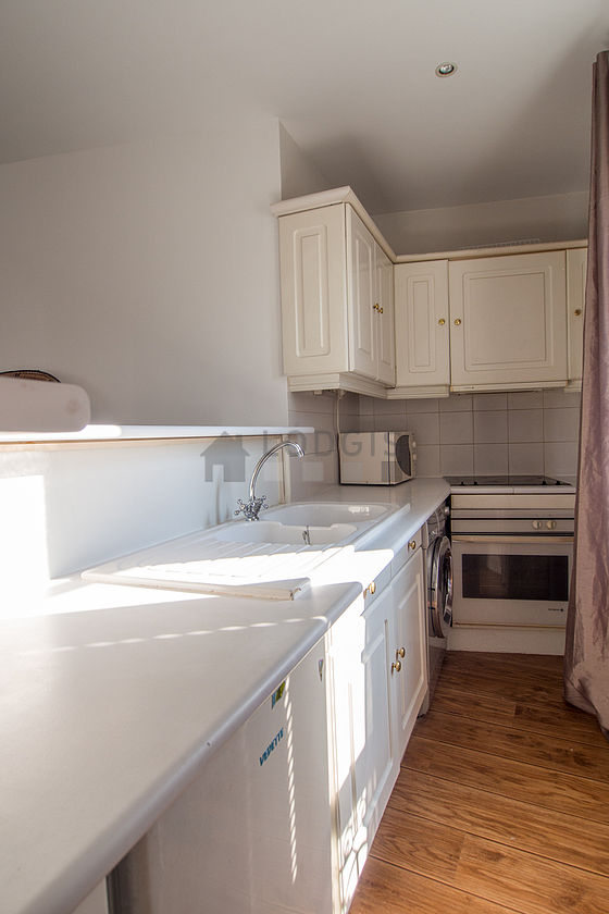 Kitchen equipped with washing machine, refrigerator, freezer, extractor hood