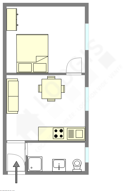 Apartment Paris 20° - Interactive plan