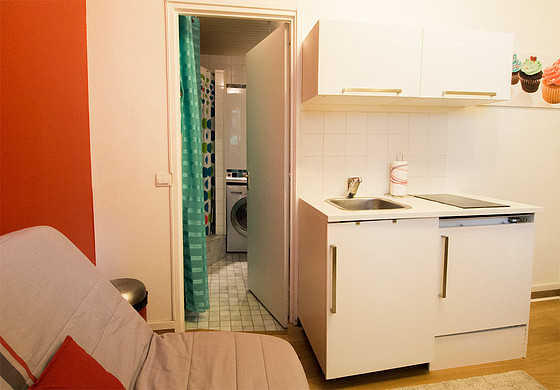 Beautiful kitchen with wooden floor