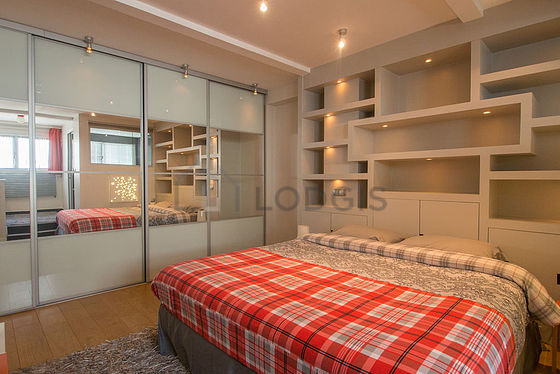 Bedroom with double-glazed windows facing the courtyard