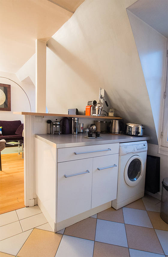 Kitchen equipped with stool