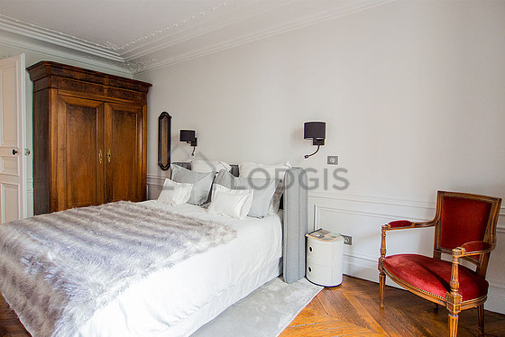 Bedroom with double-glazed windows facing the road