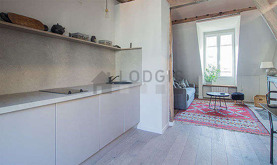 Kitchen where you can have dinner for 2 person(s) equipped with dishwasher, hob, refrigerator, crockery