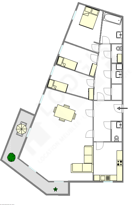 Apartment La Garenne-Colombes - Interactive plan