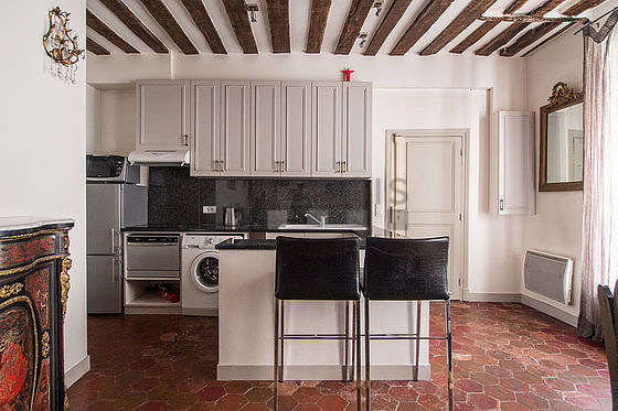 Beautiful kitchen with floor tilesfloor