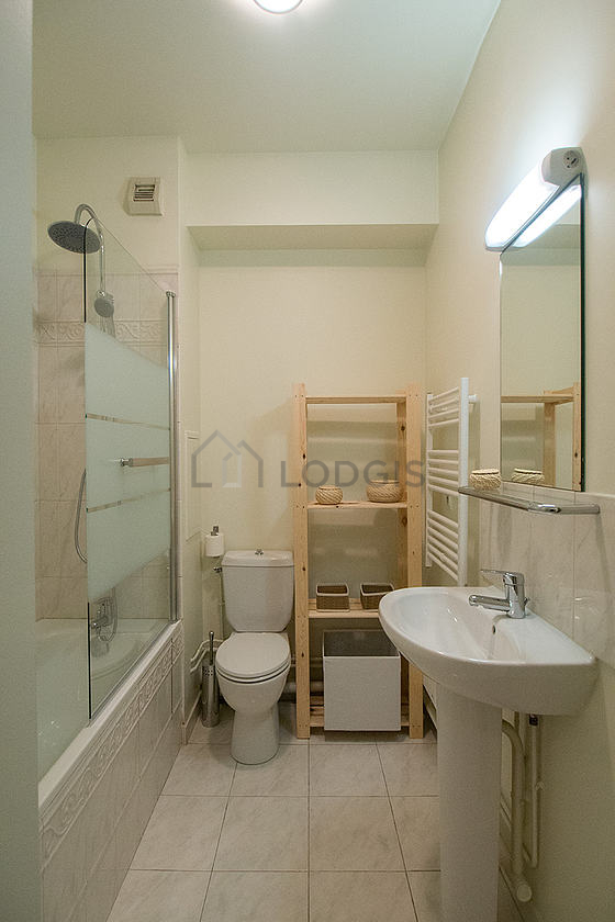 Bathroom equipped with shelves