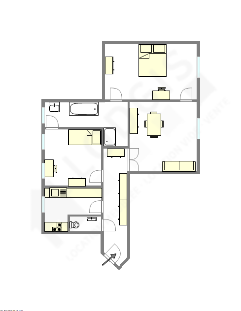 Appartement Paris 20° - Plan interactif