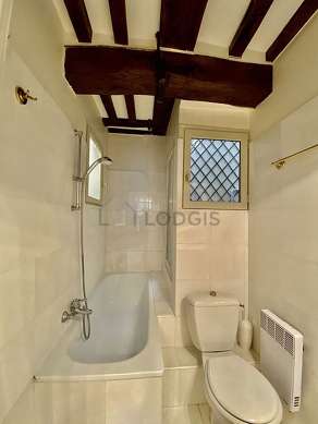 Beautiful bathroom with windows and with tilefloor
