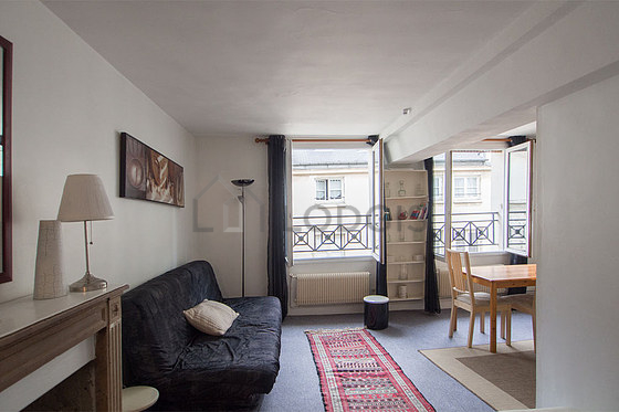 Living room with the carpeting floor