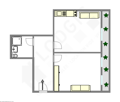 Appartement Paris 20° - Plan interactif
