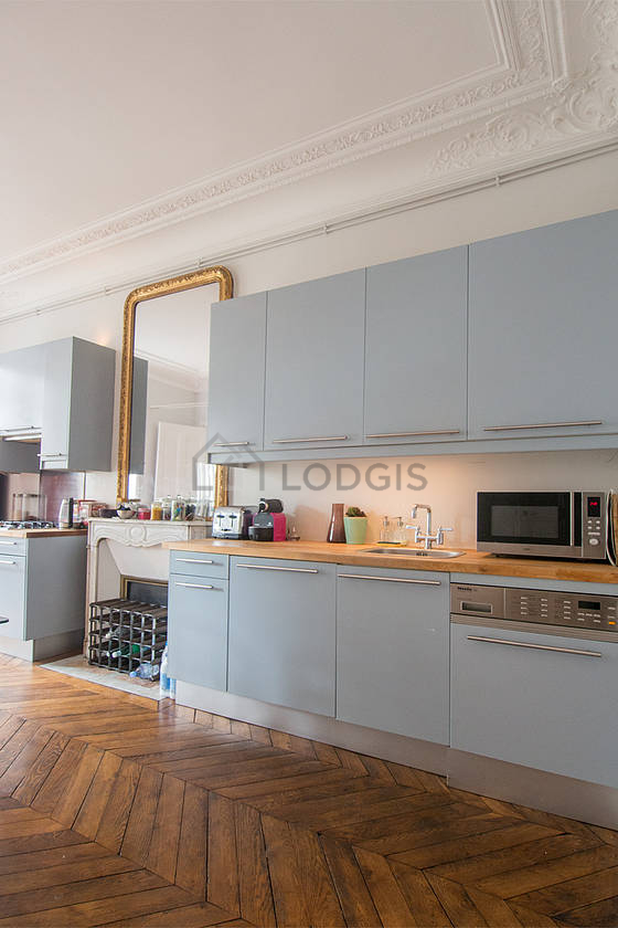 Beautiful kitchen with wooden floor