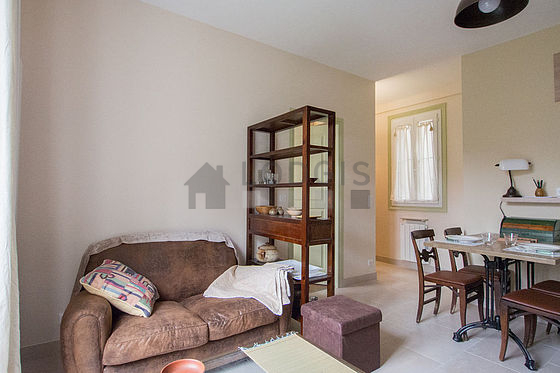 Living room with tile floor